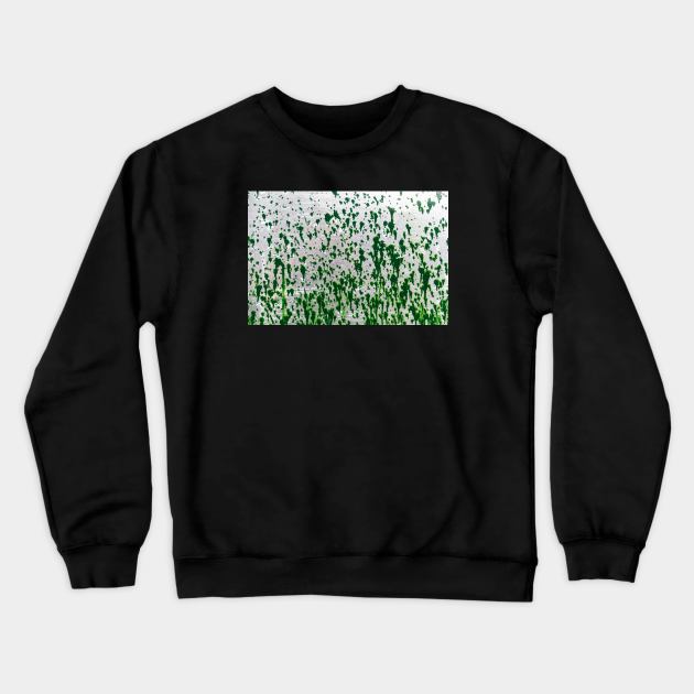 Green Spatter Paint On Metal Crewneck Sweatshirt by textural